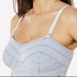 Yitty Denim Bustier Crop Top – Light Wash – Size M – NWT